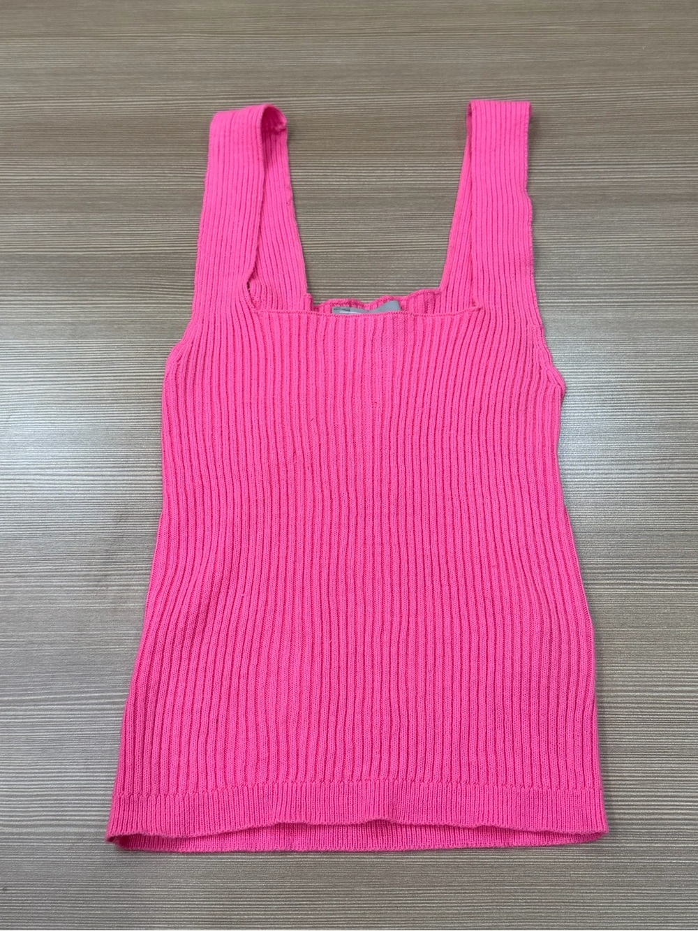 ASOS Ribbed Knit Square Neck Tank Top Hot Pink Size 2 Small